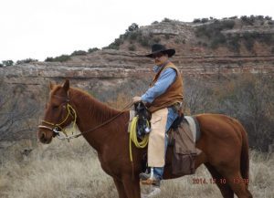A man in cowboy hat riding on the back of a horse.